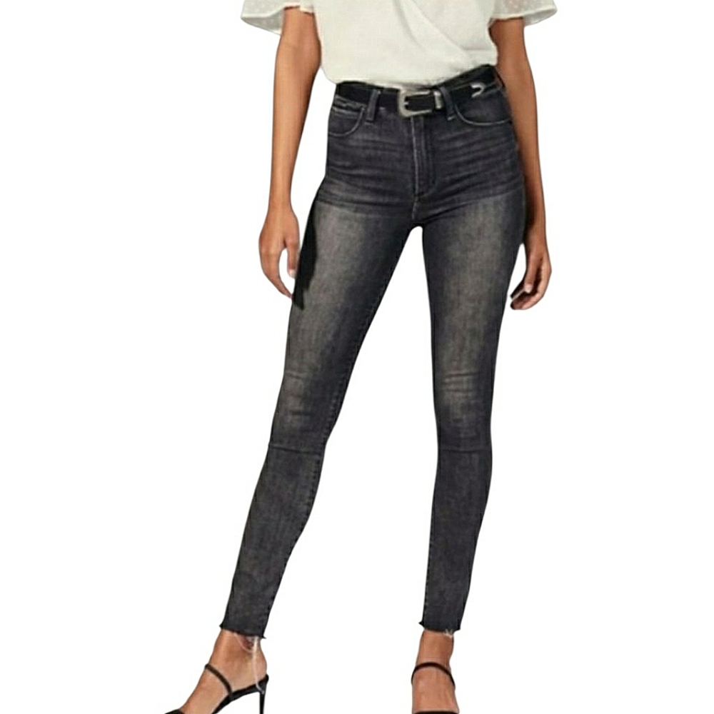 Abercrombie & Fitch Dark Gray Super Skinny Hugh Rise Jeans Raw Distressed Hem - Picture 14 of 14